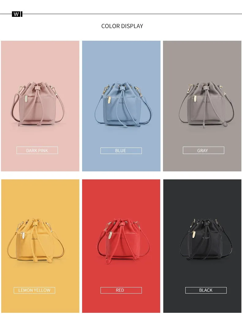 Fashion Bucket Shoulder Bag Women Drawstring Crossbody