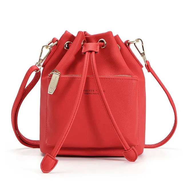 Fashion Bucket Shoulder Bag Women Drawstring Crossbody