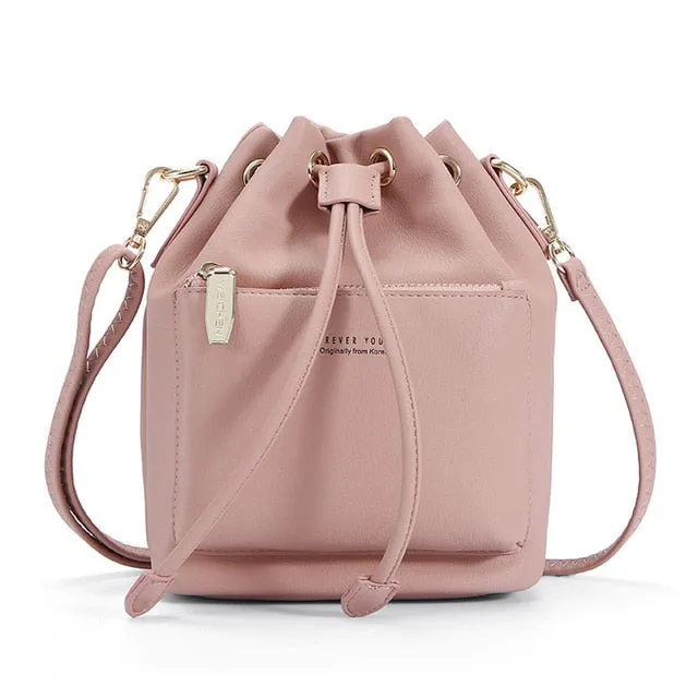 Fashion Bucket Shoulder Bag Women Drawstring Crossbody