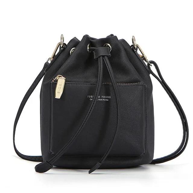 Fashion Bucket Shoulder Bag Women Drawstring Crossbody