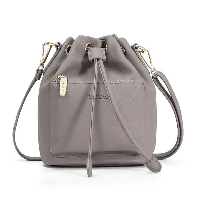 Fashion Bucket Shoulder Bag Women Drawstring Crossbody