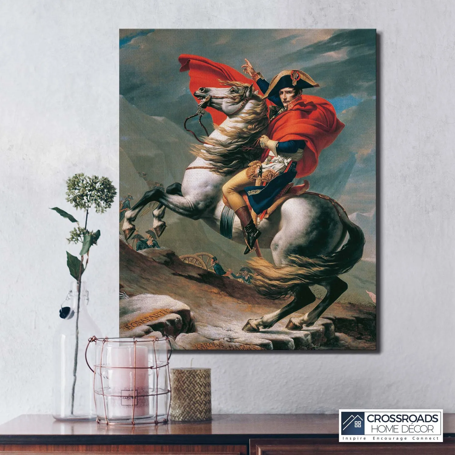 Fine Art Oil Painting Jacques Louis David Napoleon Crossing The Alps Canvas Print, Napoleon Portrait, Napoleon Painting, Ready To Hang for Living Room Home Wall Decor, C2433