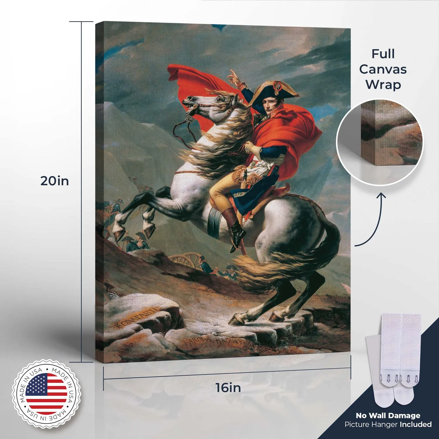 Fine Art Oil Painting Jacques Louis David Napoleon Crossing The Alps Canvas Print, Napoleon Portrait, Napoleon Painting, Ready To Hang for Living Room Home Wall Decor, C2433