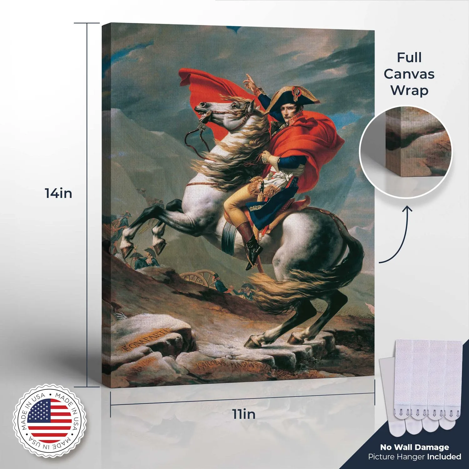 Fine Art Oil Painting Jacques Louis David Napoleon Crossing The Alps Canvas Print, Napoleon Portrait, Napoleon Painting, Ready To Hang for Living Room Home Wall Decor, C2433