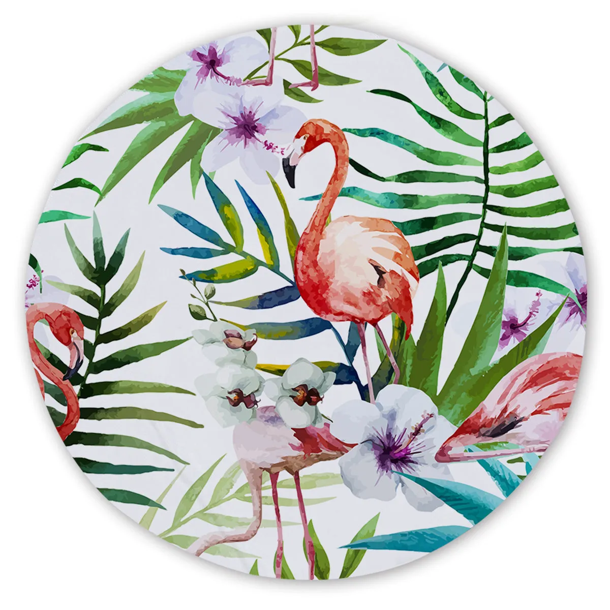 Flamingo Tropics Round Sand-Free Towel