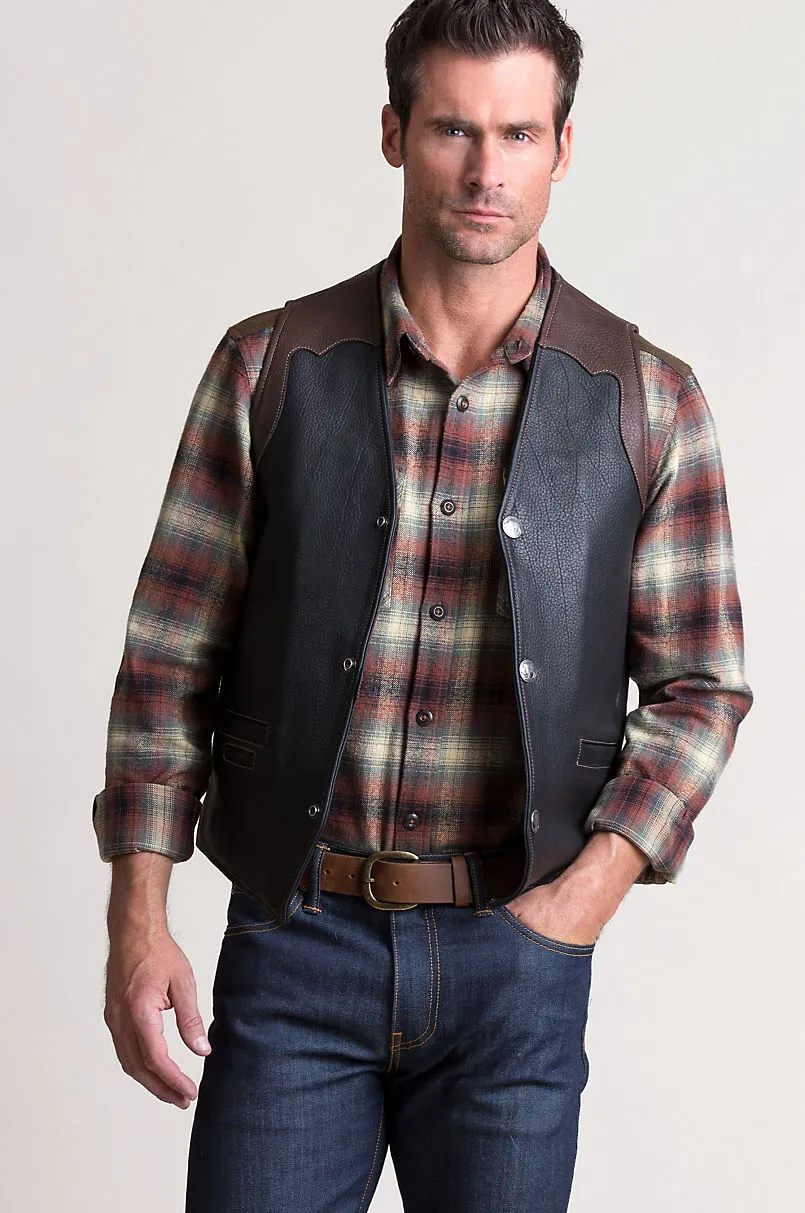 Garrison Bison Leather Vest with Concealed Carry Pockets - Tall