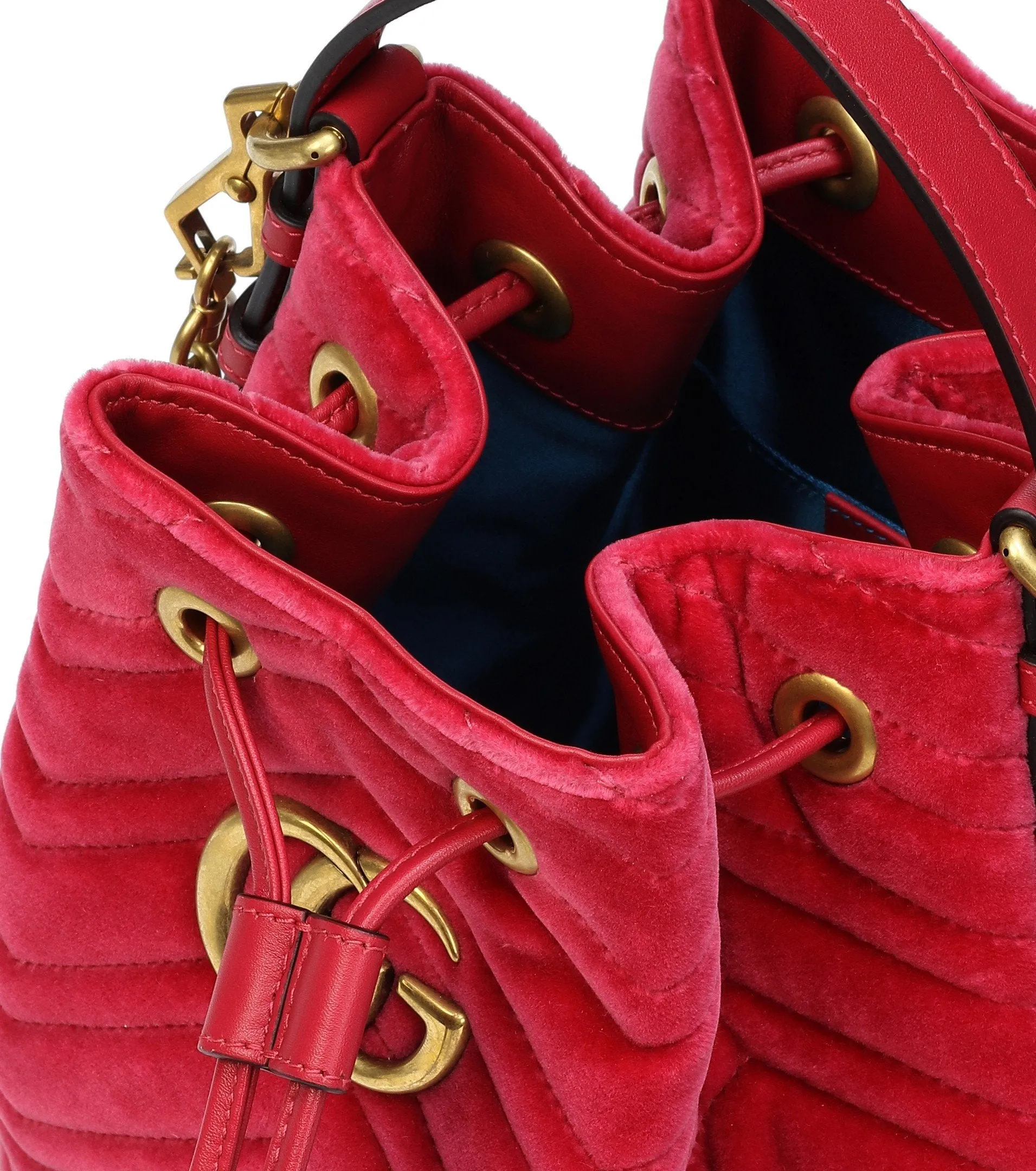 GG Marmont Velvet Bucket Bag - Blue, Black, Red