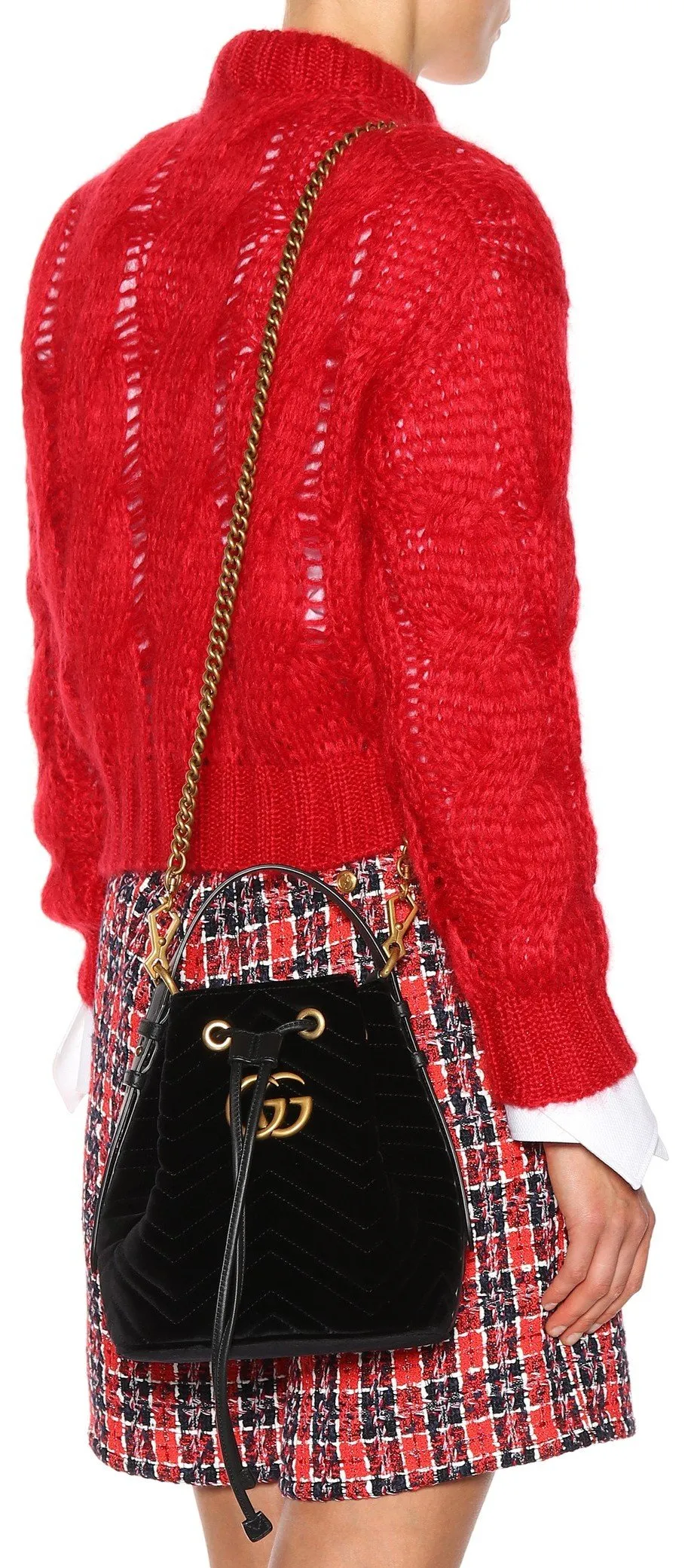 GG Marmont Velvet Bucket Bag - Blue, Black, Red