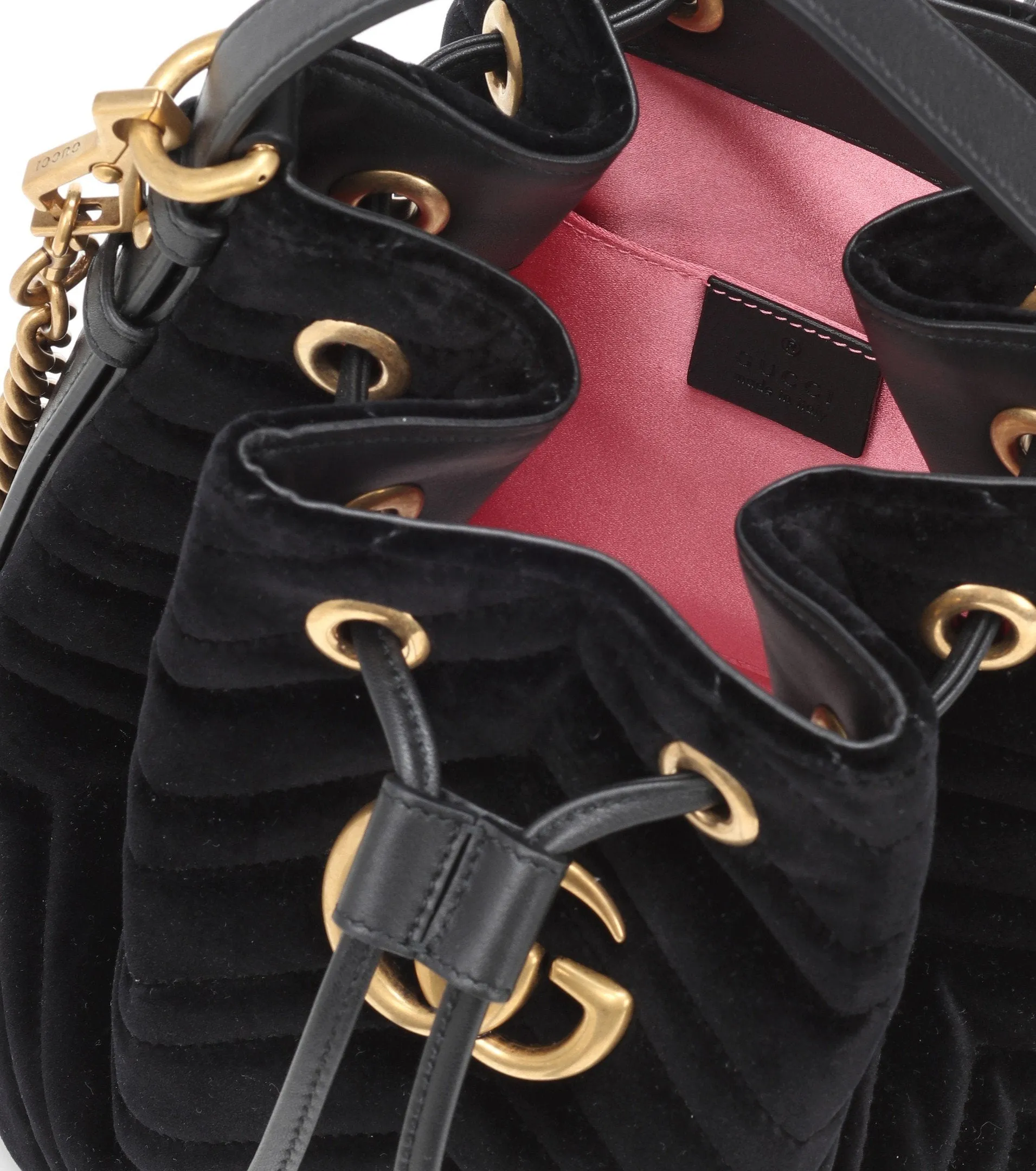 GG Marmont Velvet Bucket Bag - Blue, Black, Red