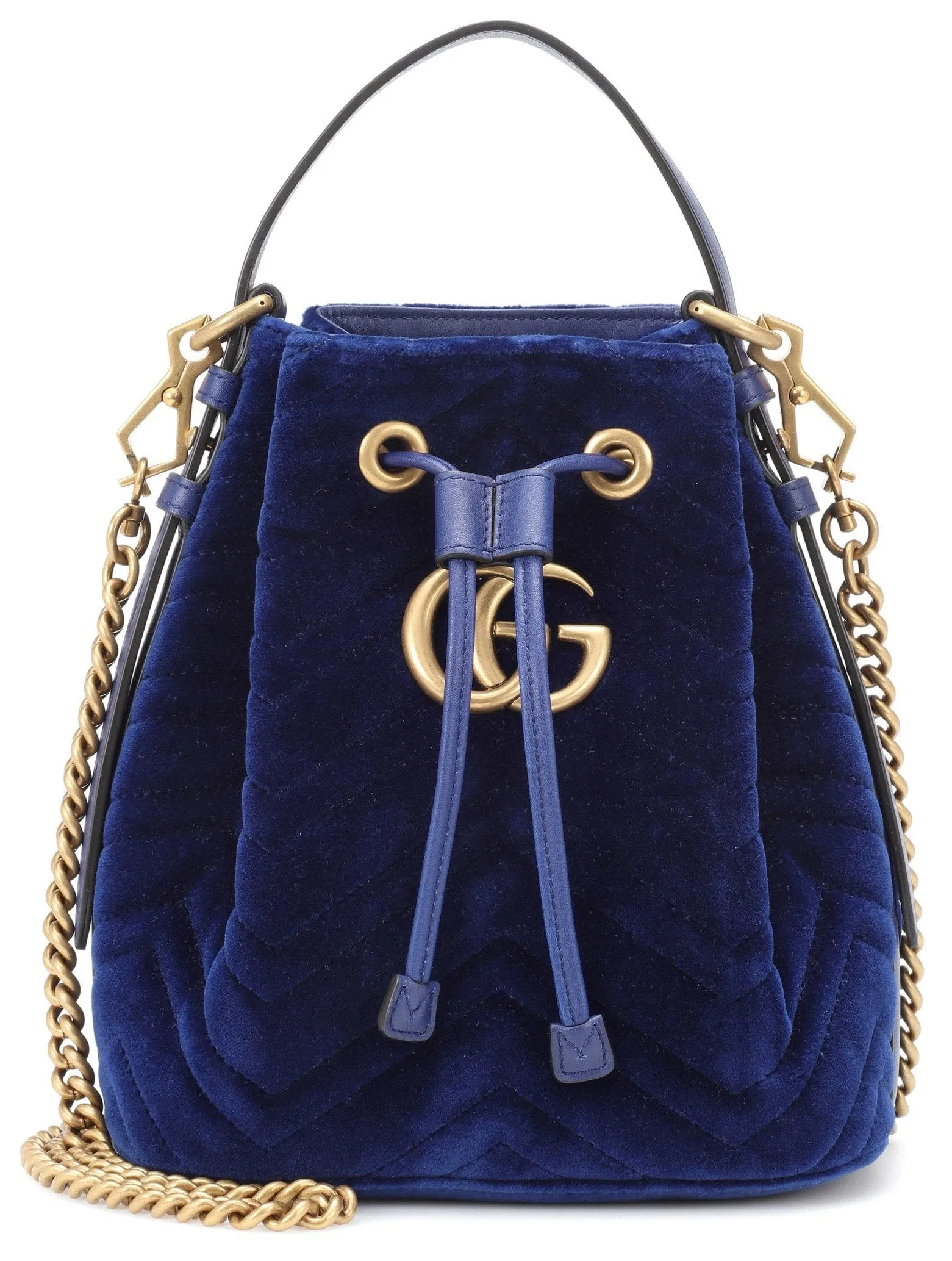 GG Marmont Velvet Bucket Bag - Blue, Black, Red