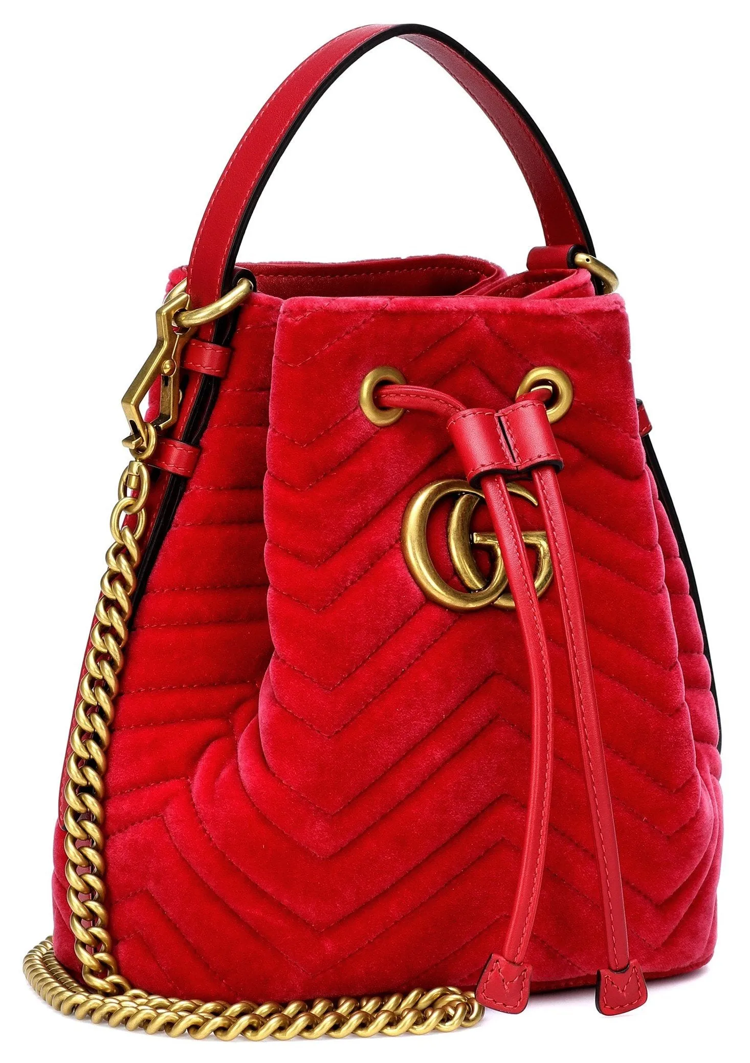 GG Marmont Velvet Bucket Bag - Blue, Black, Red