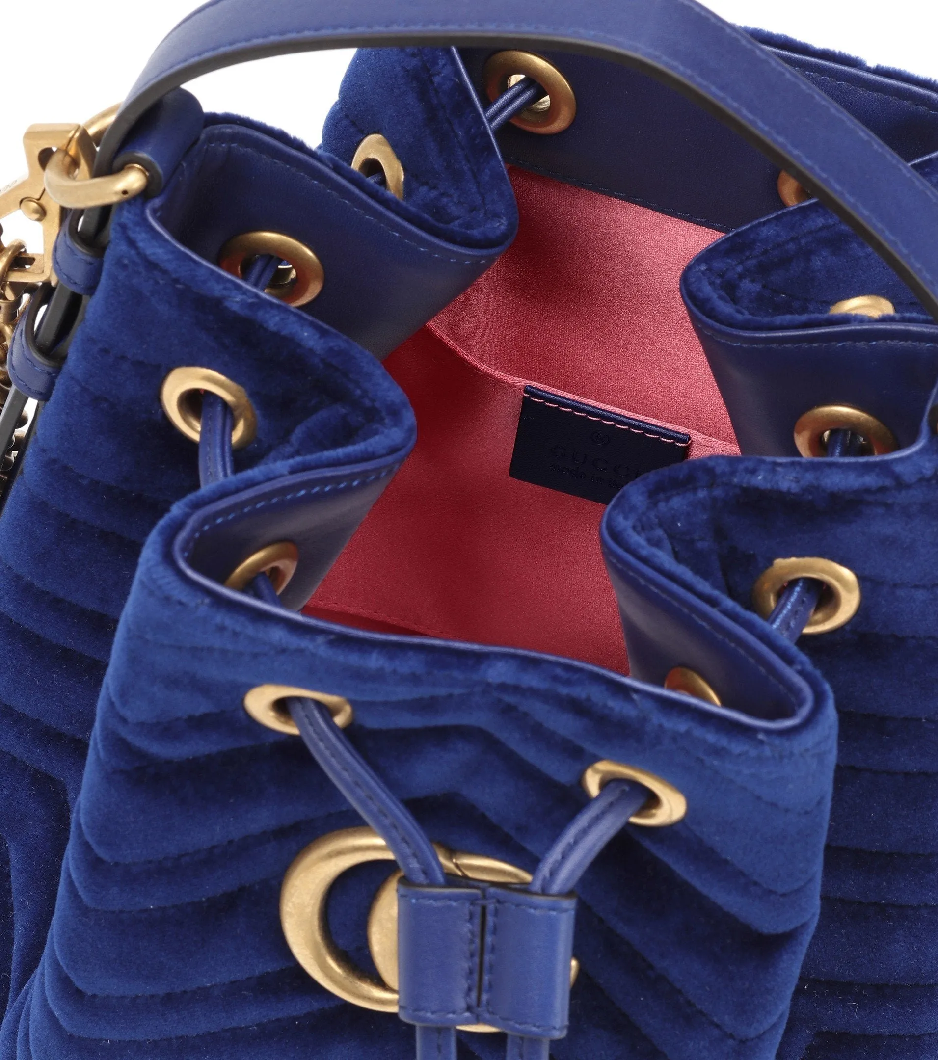 GG Marmont Velvet Bucket Bag - Blue, Black, Red