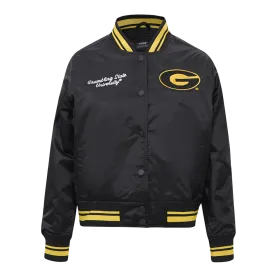 GRAMBLING STATE UNIVERSITY CLASSIC WOMEN'S RIB SATIN JACKET (BLACK/YELLOW)