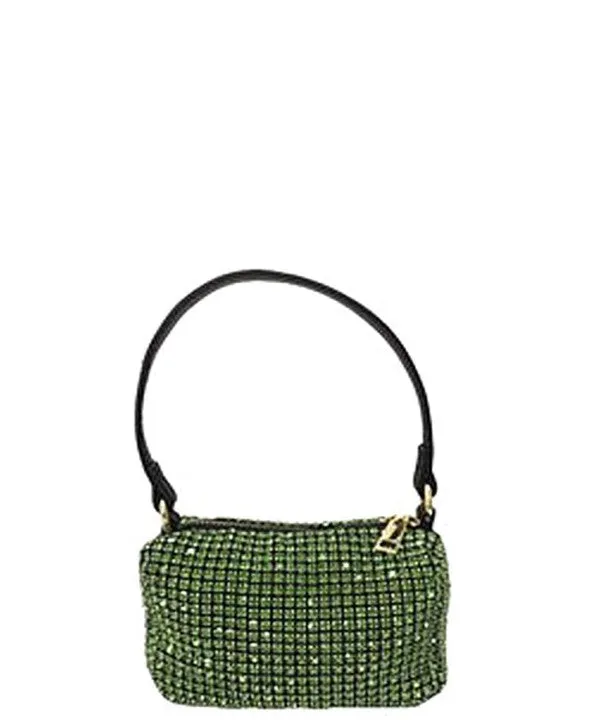 Green Rhinestone Petite Convertible Clutch Bag