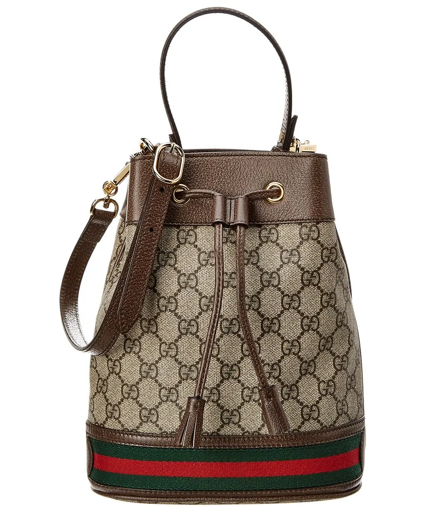 Gucci Ophidia Small GG Supreme Canvas & Leather Bucket Bag, Brown