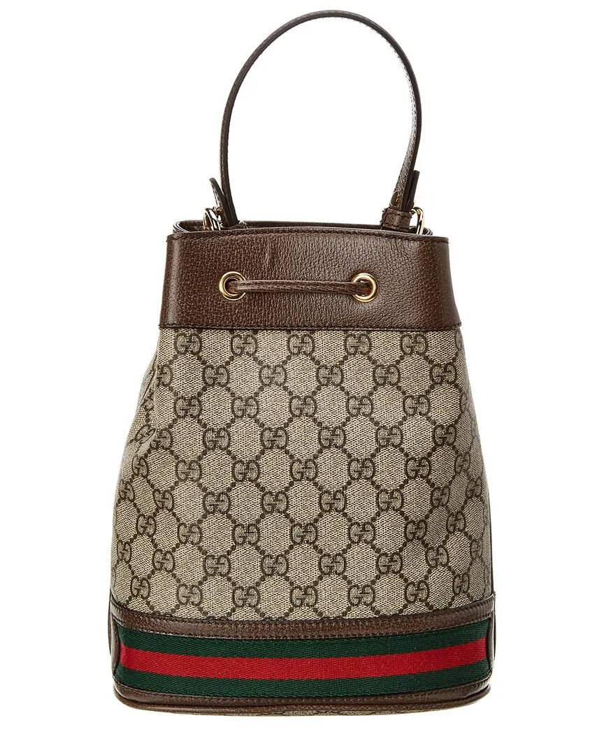 Gucci Ophidia Small GG Supreme Canvas & Leather Bucket Bag, Brown