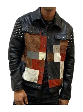 Gurus Jean Leather Jacket with Multi Patch