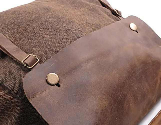 Hobo Damen Canvas und Leder Umhängetasche Schultertasche - braun