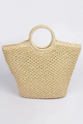 Ivory Straw Cross Basket Bag