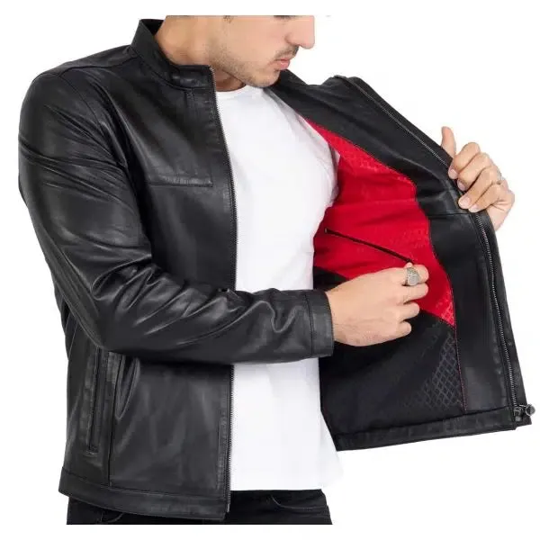 Lamb Premium Leather Men's Black Biker Jacket