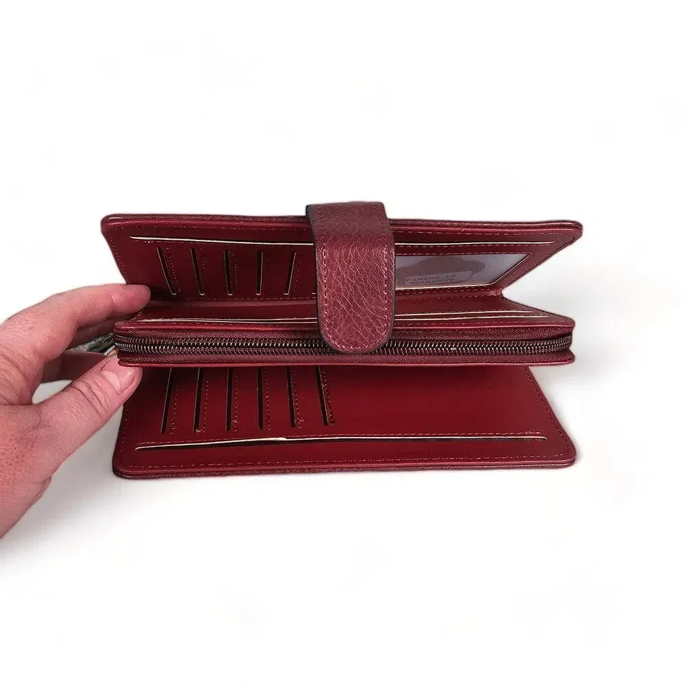 Large maroon wallet - PU leather