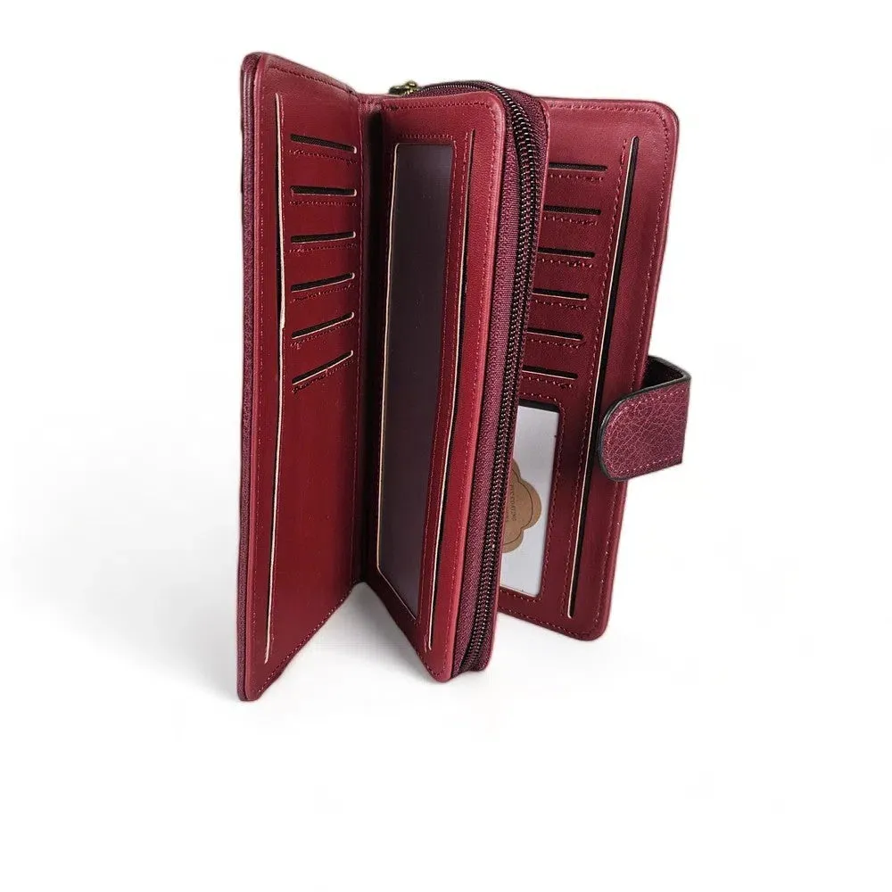 Large maroon wallet - PU leather