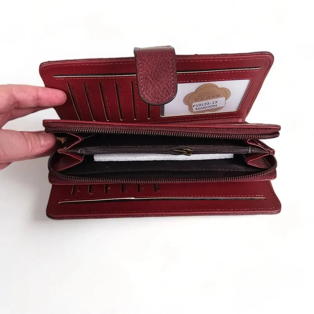 Large maroon wallet - PU leather