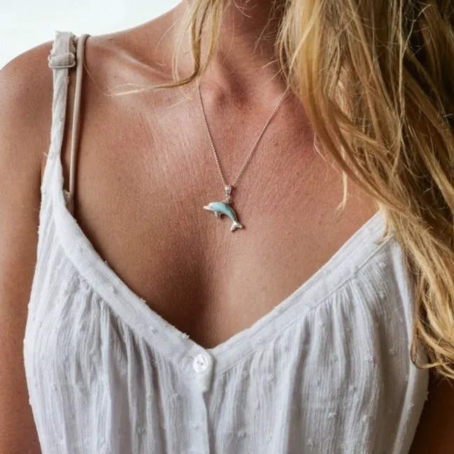 Larimar Dolphin Pendant Necklace