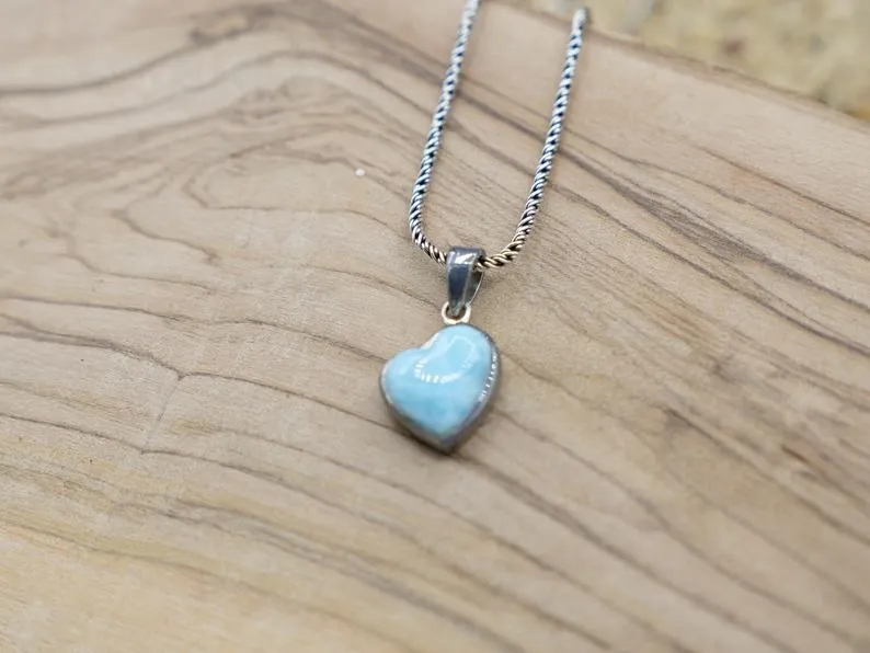 Larimar Heart Beach Pendant - Custom Piece