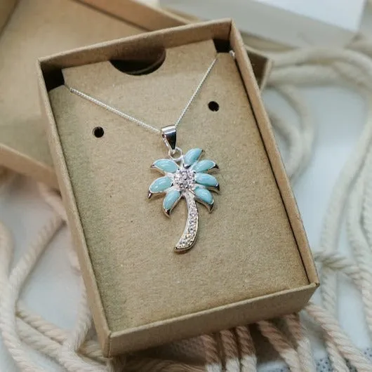 Larimar Palm Tree Necklace - Miami