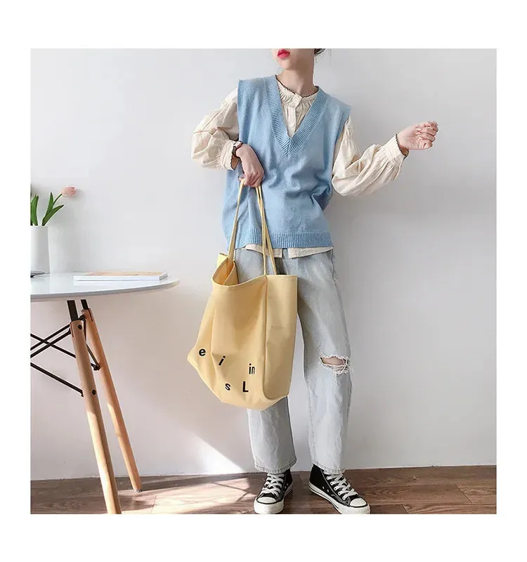 Letters Canvas Shoulder Bag