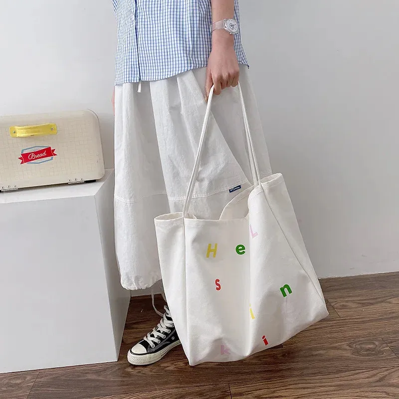 Letters Canvas Shoulder Bag