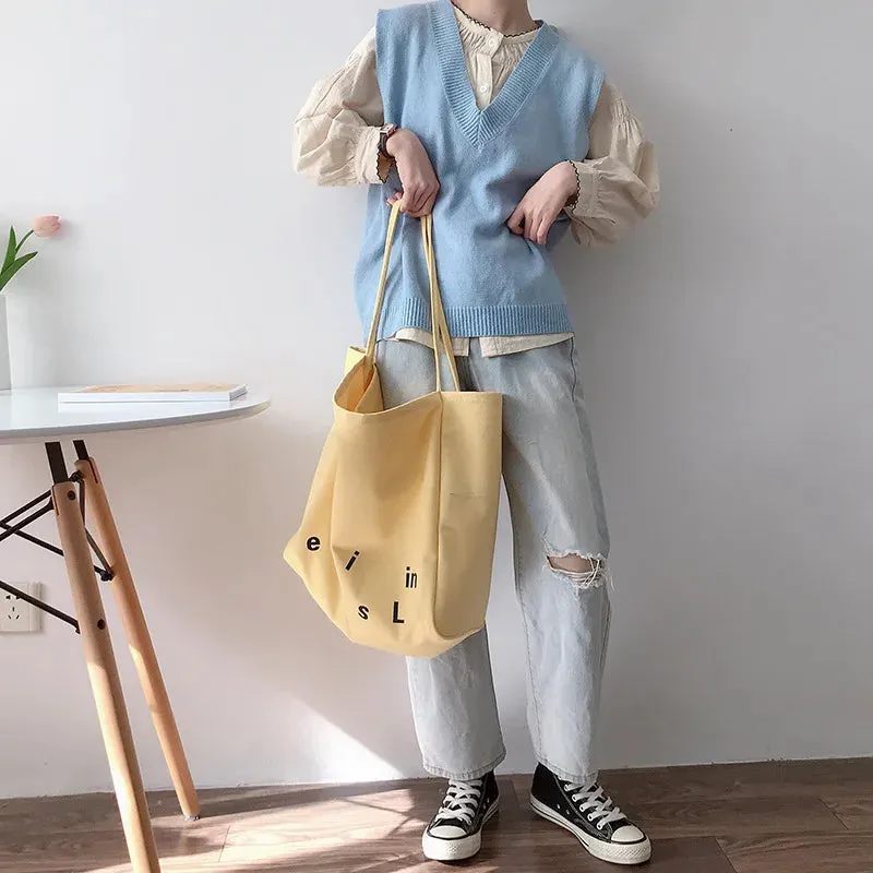 Letters Canvas Shoulder Bag