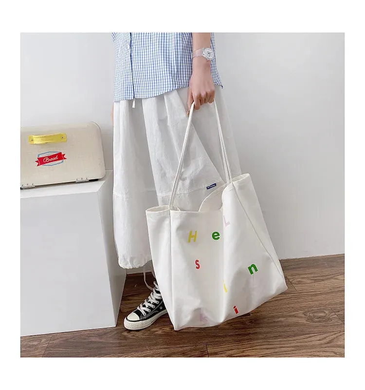 Letters Canvas Shoulder Bag