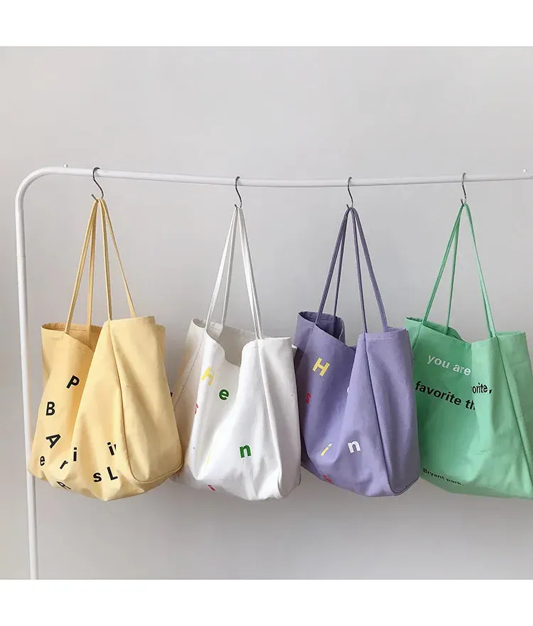 Letters Canvas Shoulder Bag