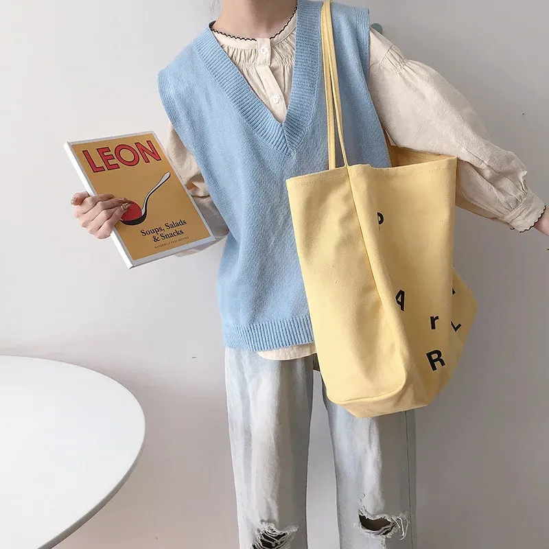 Letters Canvas Shoulder Bag