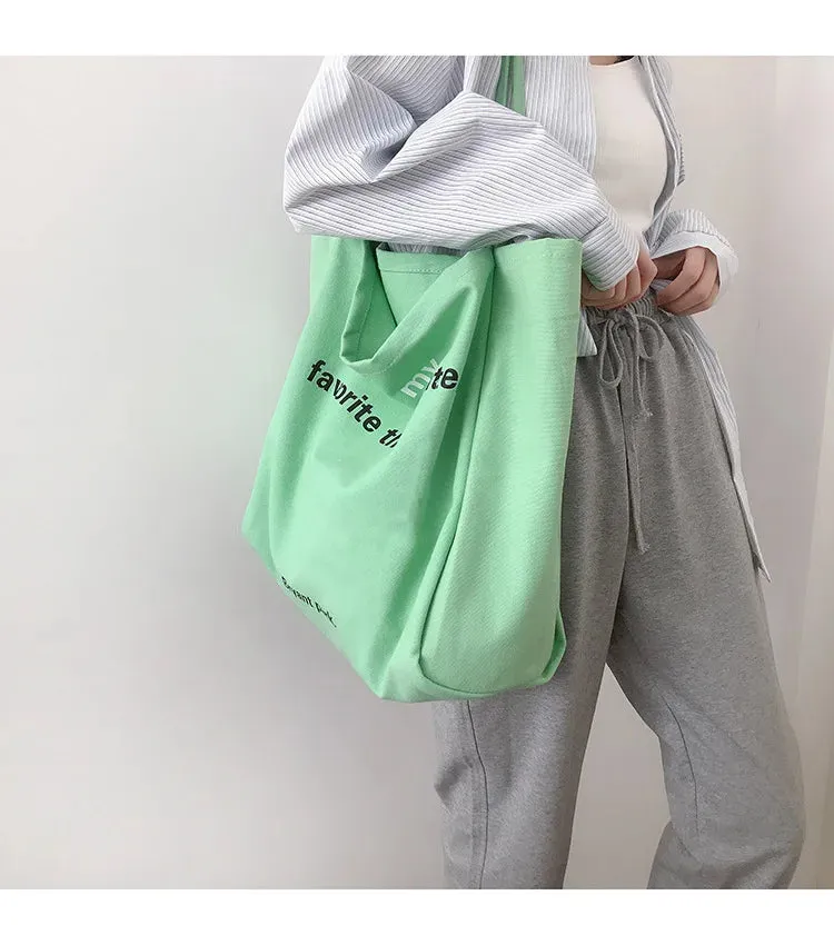 Letters Canvas Shoulder Bag