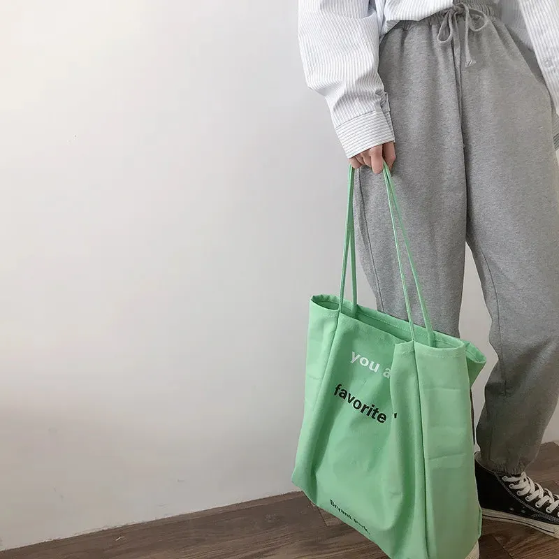 Letters Canvas Shoulder Bag