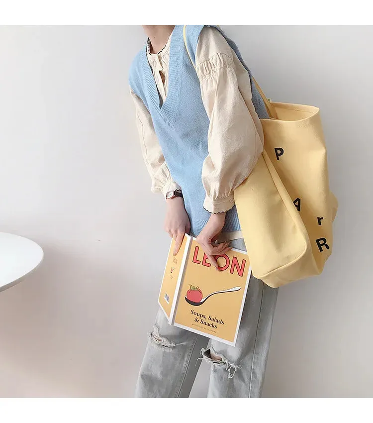 Letters Canvas Shoulder Bag