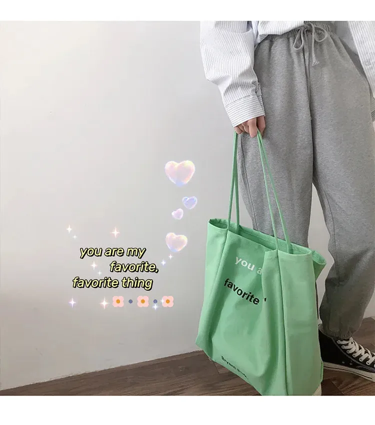 Letters Canvas Shoulder Bag