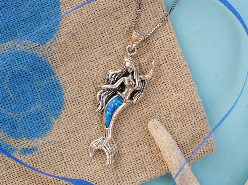 Mermaid Necklace with Blue Opal