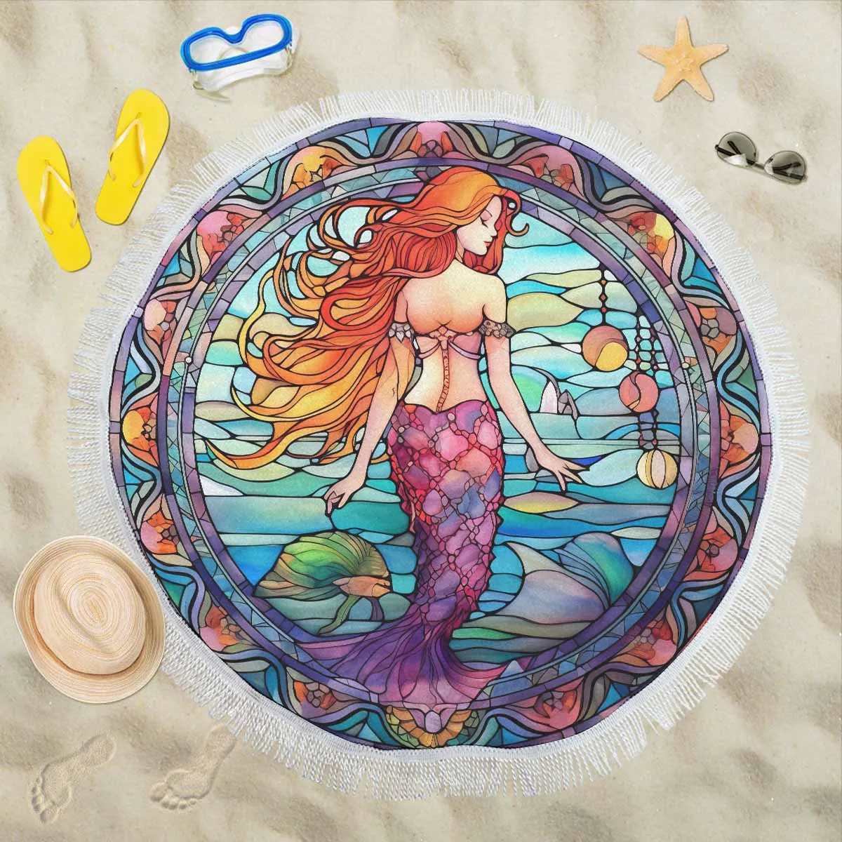 Mermaid Round Circular Beach Shawl 59"