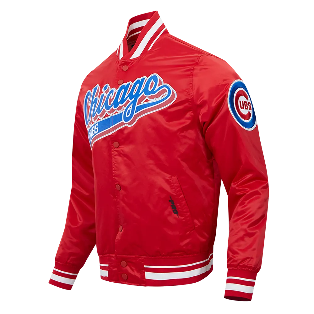 MLB CHICAGO CUBS SCRIPT TAIL MEN'S SATIN JACKET (RED)