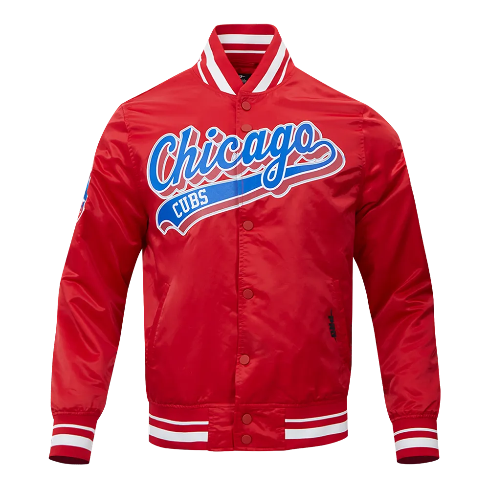 MLB CHICAGO CUBS SCRIPT TAIL MEN'S SATIN JACKET (RED)