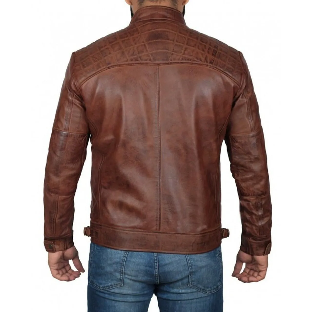 Motorcycle Quilted Fitted Dark Brown Leather Jacket