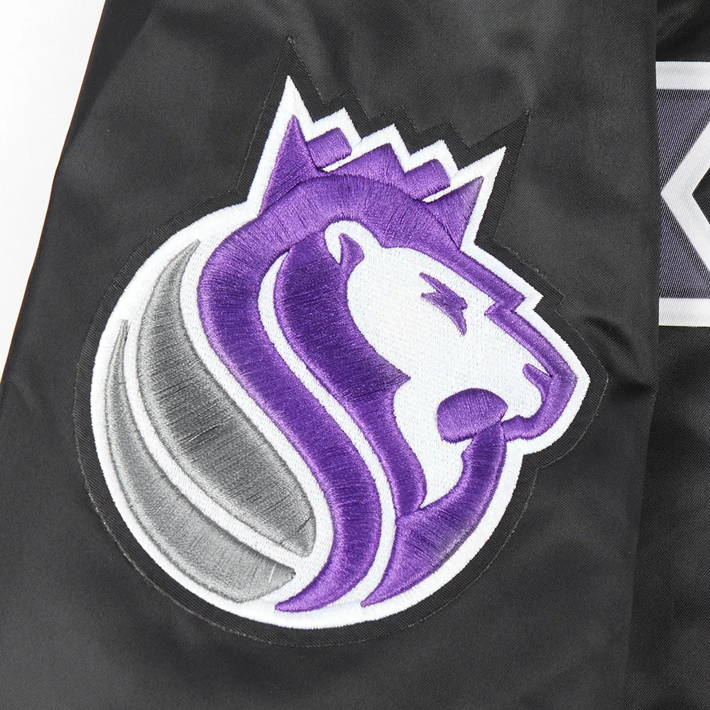 NBA SACRAMENTO KINGS TEAM BIG LOGO MEN'S SATIN JACKET (BLACK)