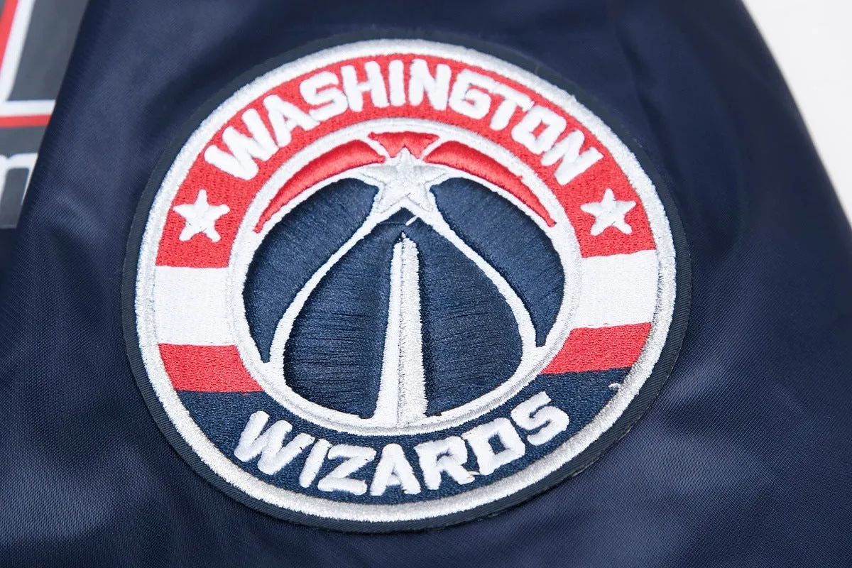 NBA WASHINGTON WIZARDS BIG LOGO MEN'S SATIN JACKET (MIDNIGHT NAVY)