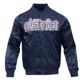 NBA WASHINGTON WIZARDS BIG LOGO MEN'S SATIN JACKET (MIDNIGHT NAVY)