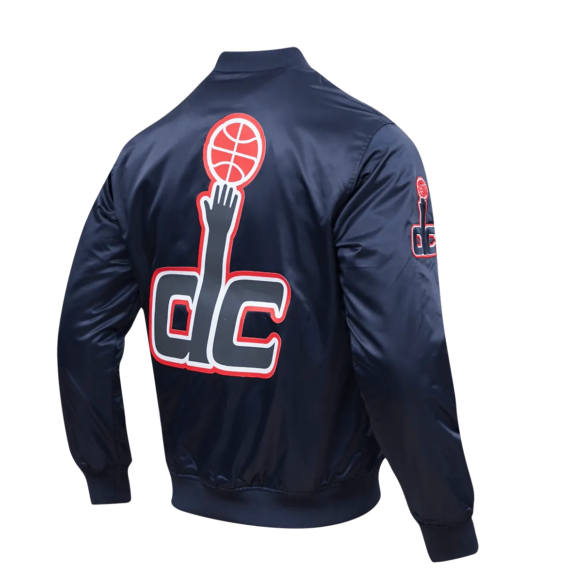 NBA WASHINGTON WIZARDS BIG LOGO MEN'S SATIN JACKET (MIDNIGHT NAVY)