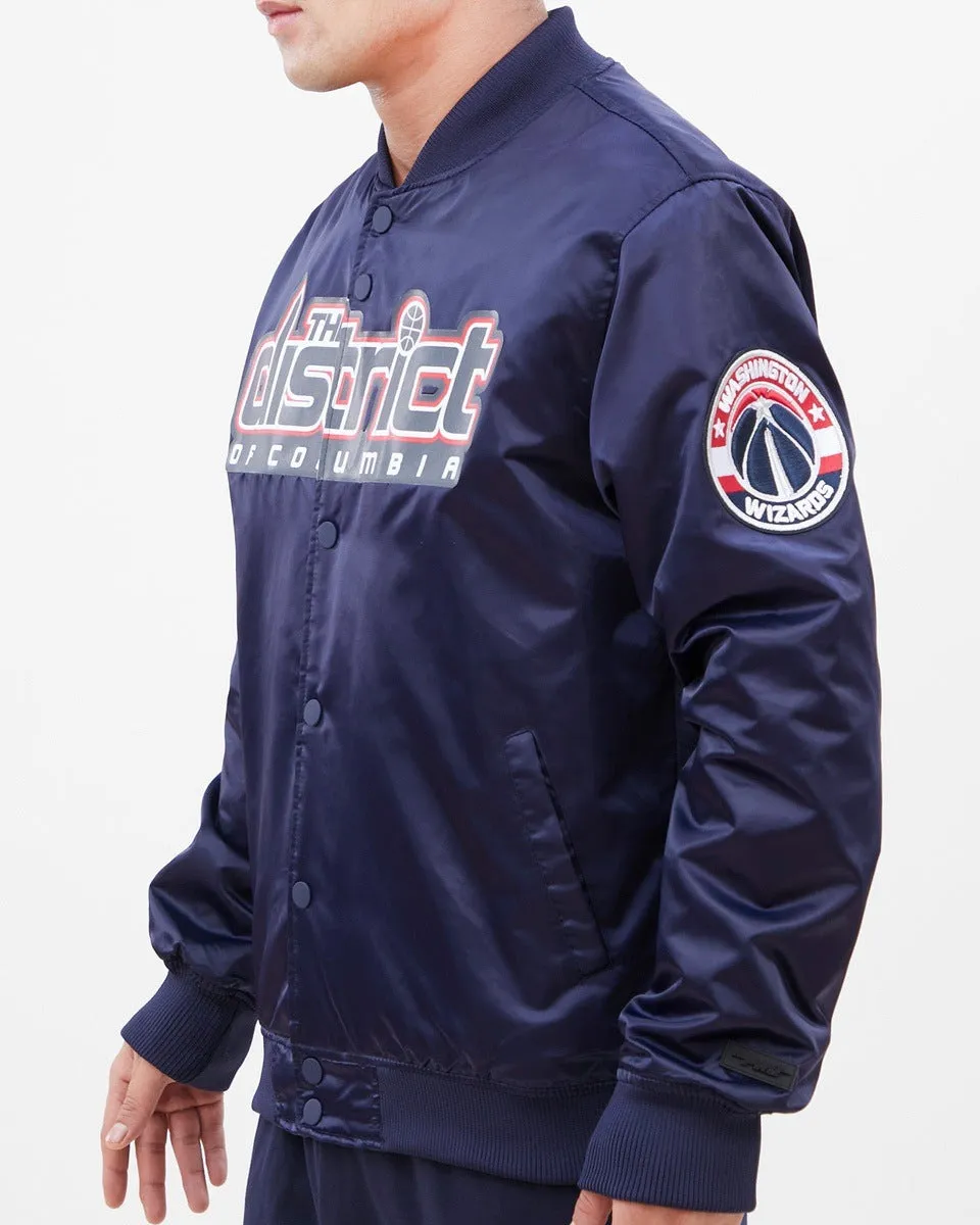 NBA WASHINGTON WIZARDS BIG LOGO MEN'S SATIN JACKET (MIDNIGHT NAVY)